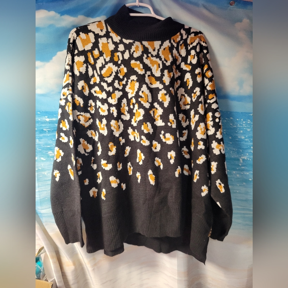 Iman NWT Cheetah Print Sweater Fall Coloring Women's Size‎ 2X